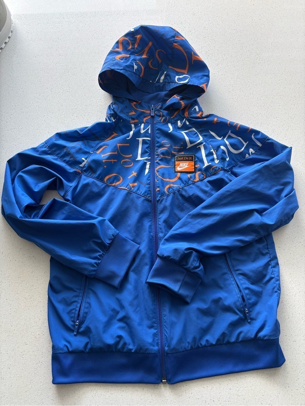 Nike Blue Hooded Windbreaker - youth boys large